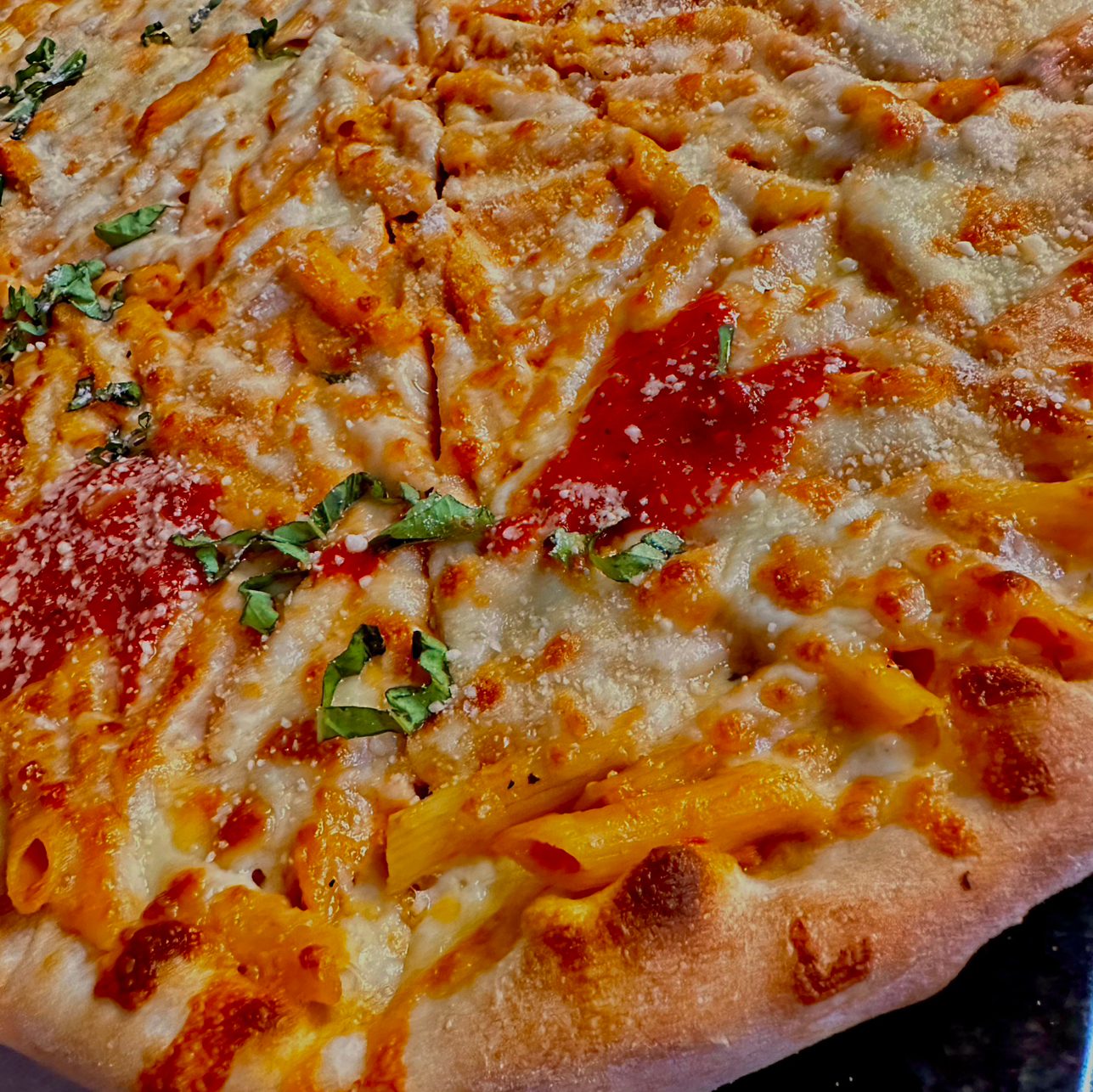 Baked Penne Specialty Pizza.
