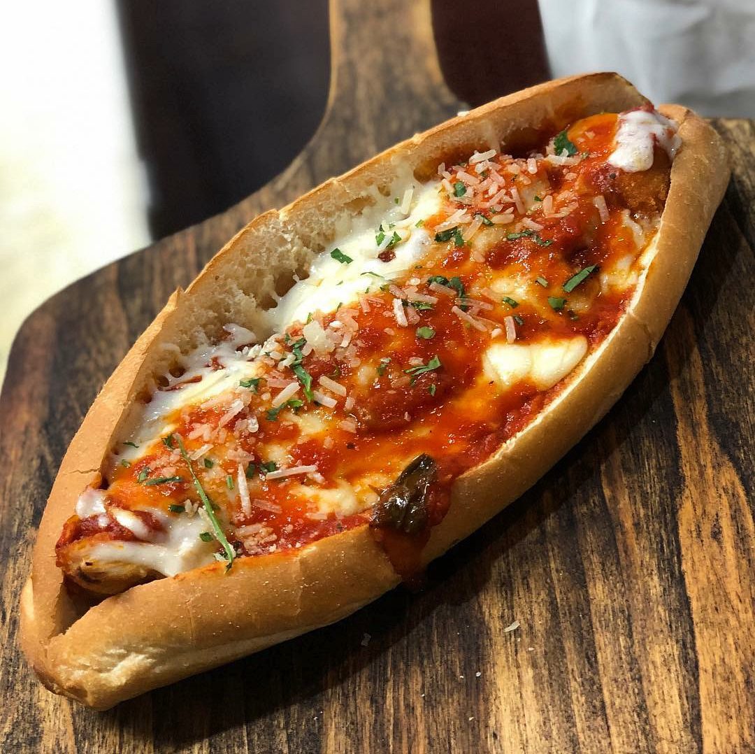 Meatball Parmigiana Sandwich.